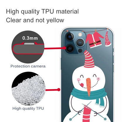 For iPhone 15 Pro Case Xmas Pattern Printing Soft TPU Protective Phone Cover Knits Sock