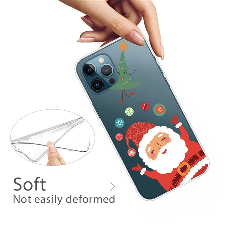 For iPhone 15 Pro Case Xmas Pattern Printing Soft TPU Protective Phone Cover and Magic Hat