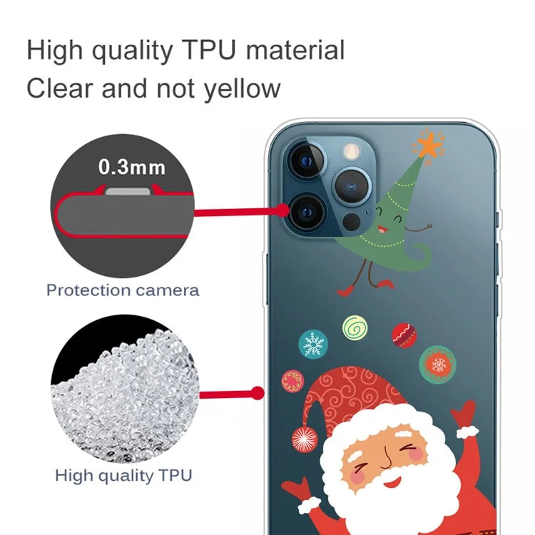 For iPhone 15 Pro Case Xmas Pattern Printing Soft TPU Protective Phone Cover and Magic Hat