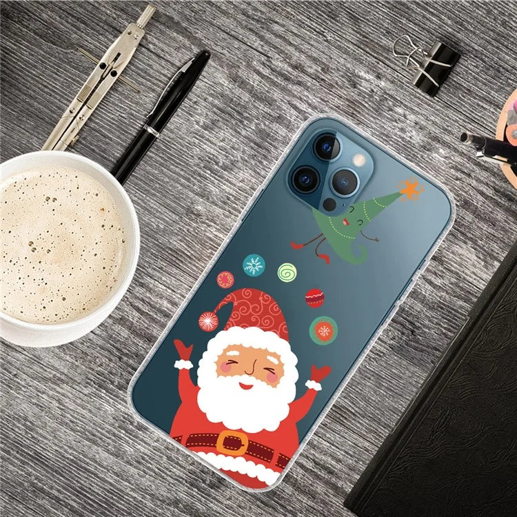 For iPhone 15 Pro Case Xmas Pattern Printing Soft TPU Protective Phone Cover and Magic Hat