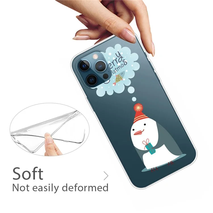 For iPhone 15 Pro Case Xmas Pattern Printing Soft TPU Protective Phone Cover