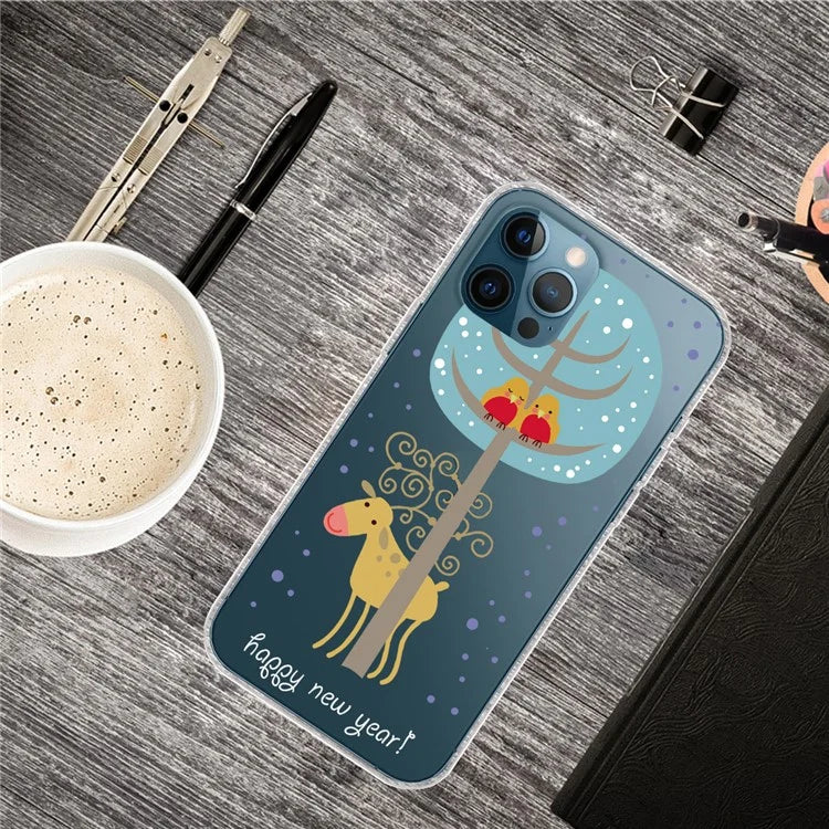 For iPhone 15 Pro Case Xmas Pattern Printing Soft TPU Protective Phone Cover Under Tree