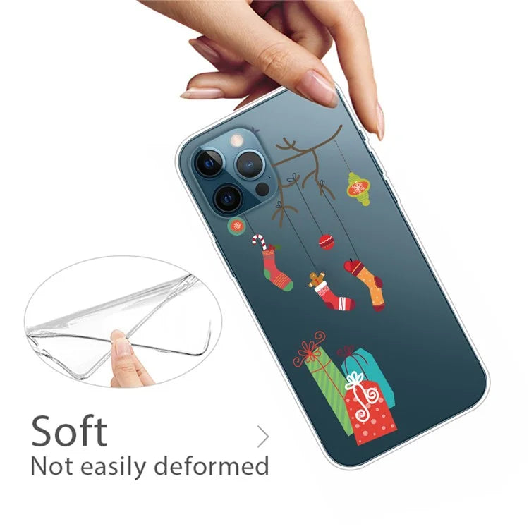 For iPhone 15 Pro Case Xmas Pattern Printing Soft TPU Protective Phone Cover