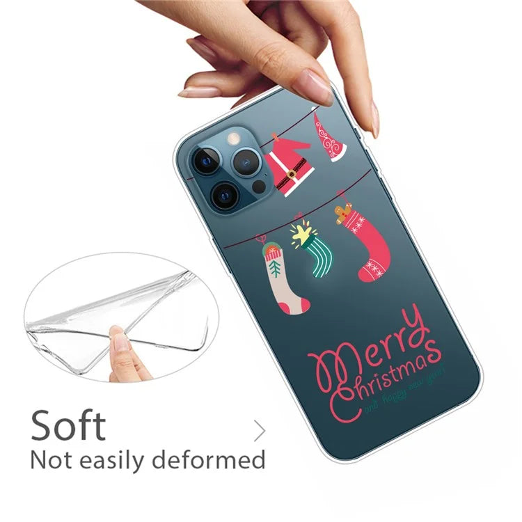 For iPhone 15 Pro Case Xmas Pattern Printing Soft TPU Protective Phone Cover