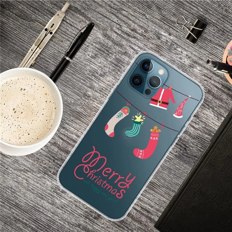 For iPhone 15 Pro Case Xmas Pattern Printing Soft TPU Protective Phone Cover