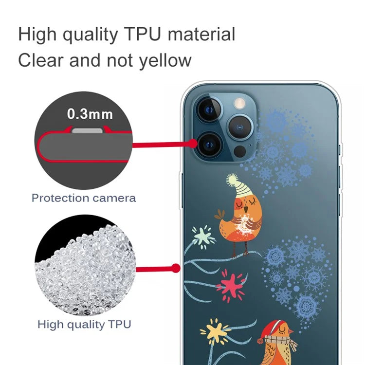 For iPhone 15 Pro Max Protective Case Soft TPU Xmas Pattern Printing Anti-Drop Phone Cover