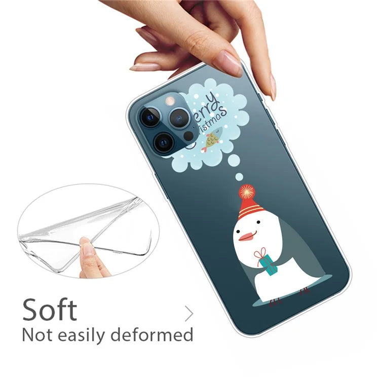For iPhone 15 Pro Max Protective Case Soft TPU Xmas Pattern Printing Anti-Drop Phone Cover