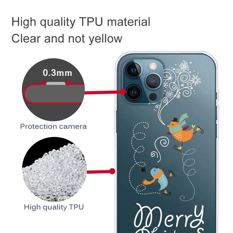 For iPhone 15 Pro Max Protective Case Soft TPU Xmas Pattern Printing Anti-Drop Phone Cover