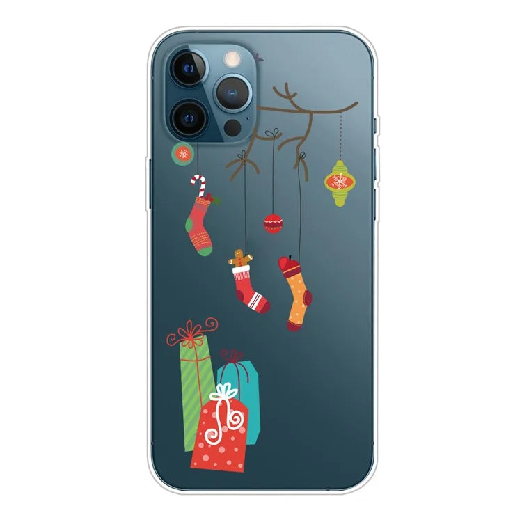 For iPhone 15 Pro Max Protective Case Soft TPU Xmas Pattern Printing Anti-Drop Phone Cover
