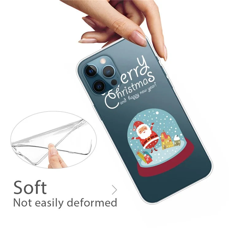 For iPhone 15 Pro Max Protective Case Soft TPU Xmas Pattern Printing Anti-Drop Phone Cover