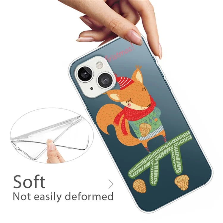 For iPhone 15 Slim Case Xmas Pattern Printing Soft TPU Phone Protector