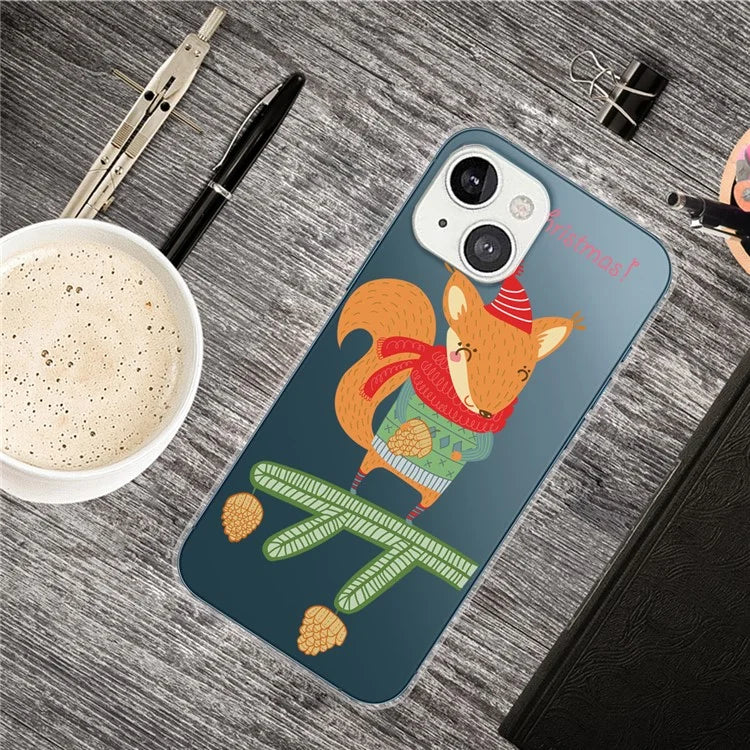 For iPhone 15 Slim Case Xmas Pattern Printing Soft TPU Phone Protector