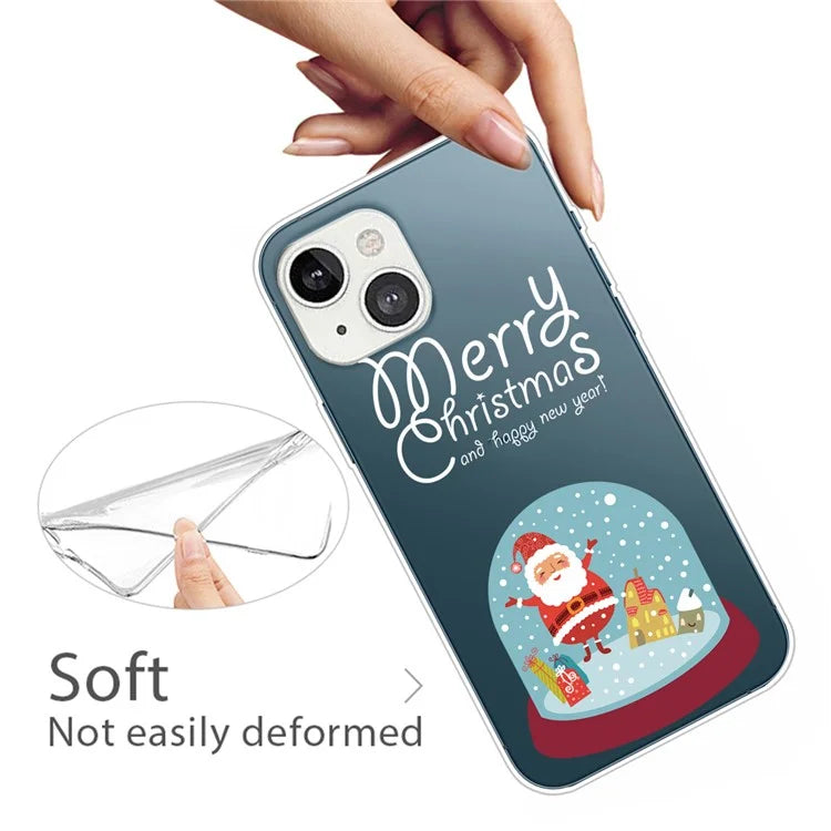 For iPhone 15 Slim Case Xmas Pattern Printing Soft TPU Phone Protector