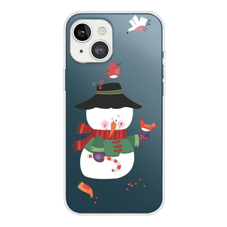 For iPhone 15 Slim Case Xmas Pattern Printing Soft TPU Phone Protector