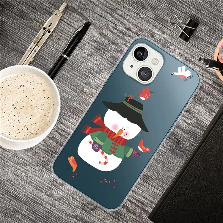 For iPhone 15 Slim Case Xmas Pattern Printing Soft TPU Phone Protector
