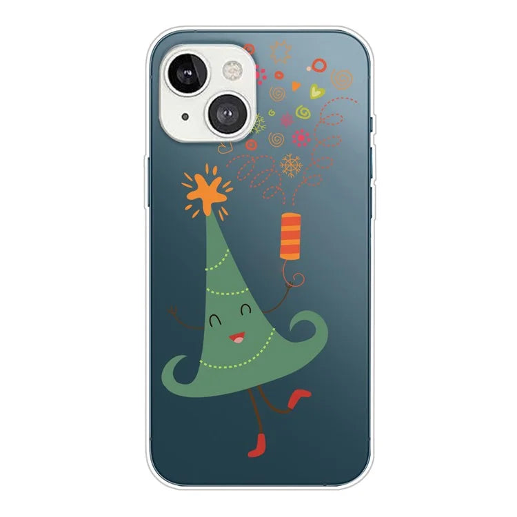 For iPhone 15 Slim Case Xmas Pattern Printing Soft TPU Phone Protector