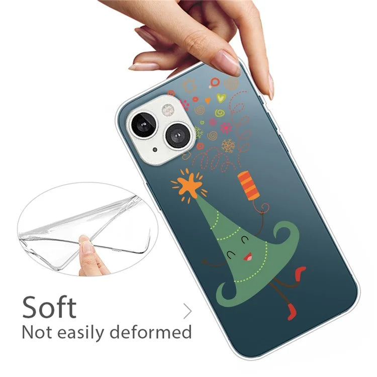 For iPhone 15 Slim Case Xmas Pattern Printing Soft TPU Phone Protector