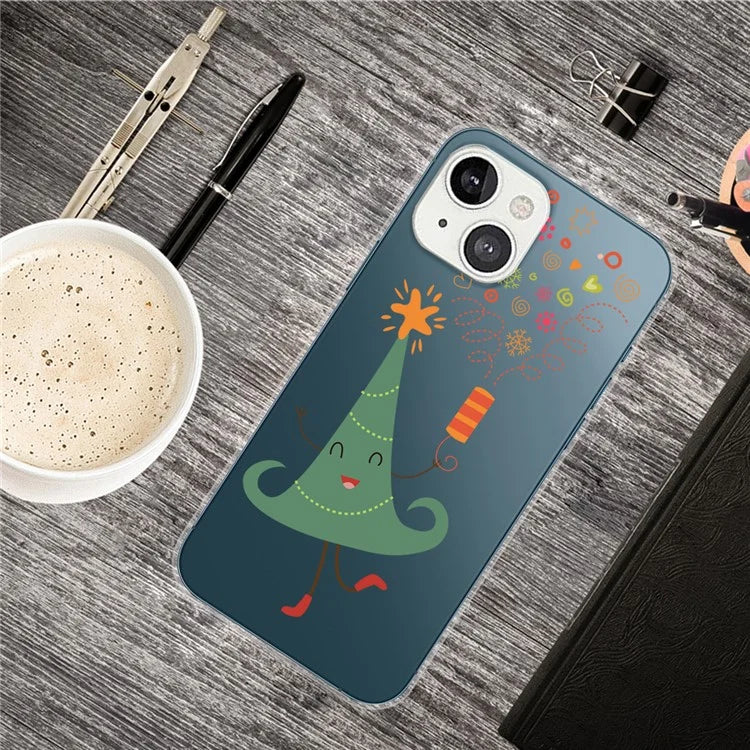For iPhone 15 Slim Case Xmas Pattern Printing Soft TPU Phone Protector