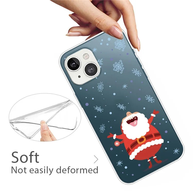For iPhone 15 Slim Case Xmas Pattern Printing Soft TPU Phone Protector