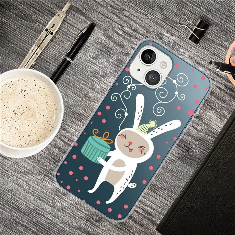 For iPhone 15 Slim Case Xmas Pattern Printing Soft TPU Phone Protector