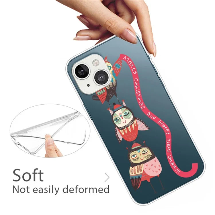 For iPhone 15 Slim Case Xmas Pattern Printing Soft TPU Phone Protector