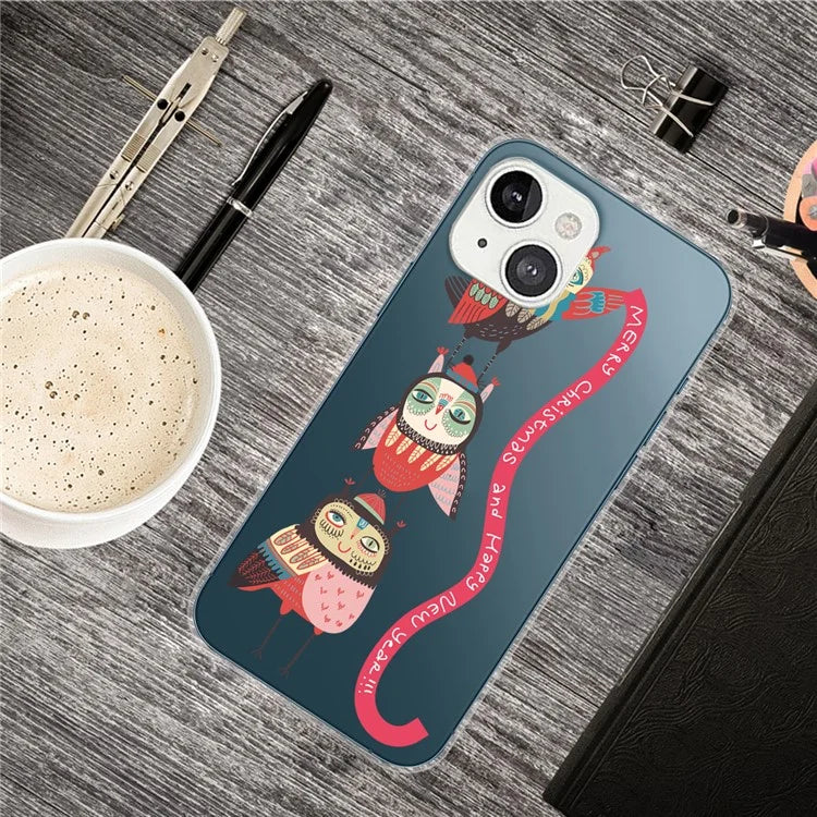 For iPhone 15 Slim Case Xmas Pattern Printing Soft TPU Phone Protector