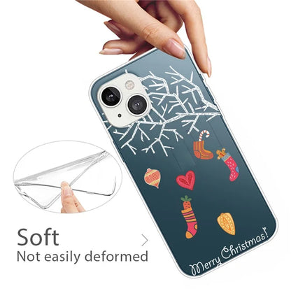 For iPhone 15 Slim Case Xmas Pattern Printing Soft TPU Phone Protector