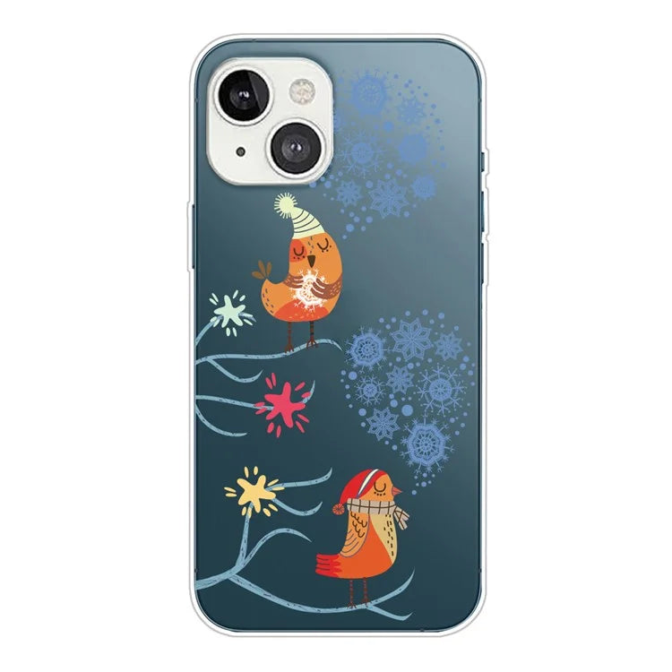 For iPhone 15 Slim Case Xmas Pattern Printing Soft TPU Phone Protector
