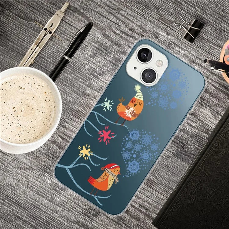 For iPhone 15 Slim Case Xmas Pattern Printing Soft TPU Phone Protector