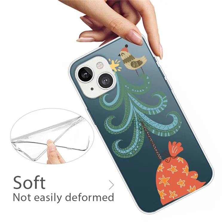 For iPhone 15 Slim Case Xmas Pattern Printing Soft TPU Phone Protector