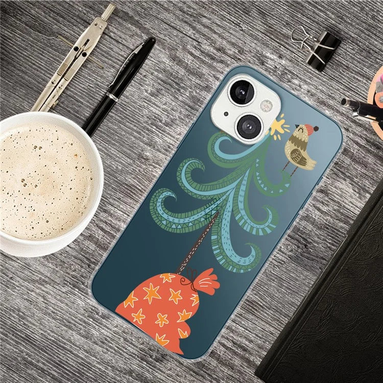 For iPhone 15 Slim Case Xmas Pattern Printing Soft TPU Phone Protector