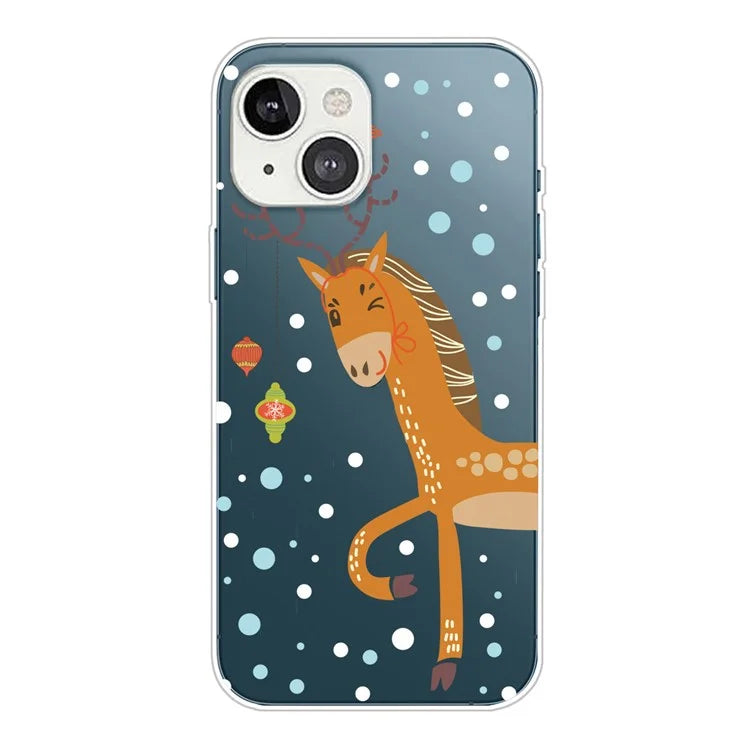 For iPhone 15 Slim Case Xmas Pattern Printing Soft TPU Phone Protector