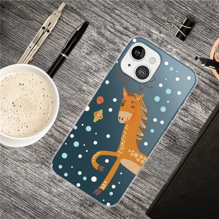 For iPhone 15 Slim Case Xmas Pattern Printing Soft TPU Phone Protector