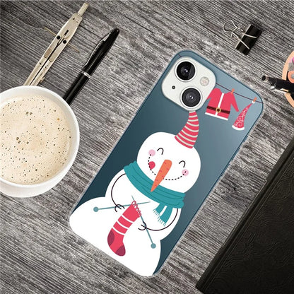 For iPhone 15 Slim Case Xmas Pattern Printing Soft TPU Phone Protector Knits Sock
