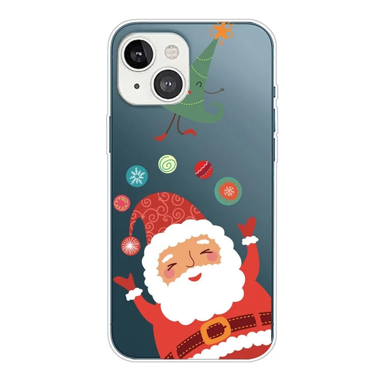 For iPhone 15 Slim Case Xmas Pattern Printing Soft TPU Phone Protector and Magic Hat