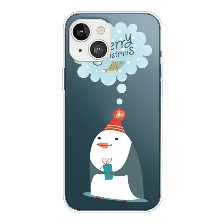For iPhone 15 Slim Case Xmas Pattern Printing Soft TPU Phone Protector