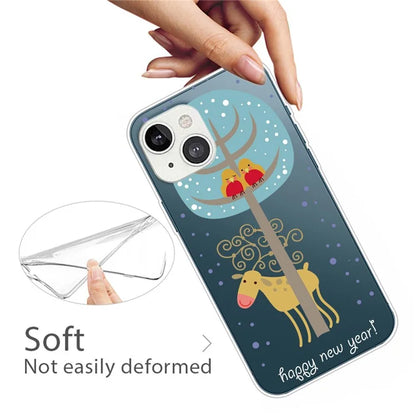 For iPhone 15 Slim Case Xmas Pattern Printing Soft TPU Phone Protector Under Tree