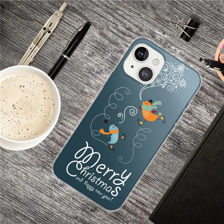 For iPhone 15 Slim Case Xmas Pattern Printing Soft TPU Phone Protector