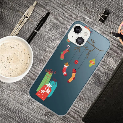 For iPhone 15 Slim Case Xmas Pattern Printing Soft TPU Phone Protector