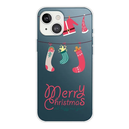 For iPhone 15 Slim Case Xmas Pattern Printing Soft TPU Phone Protector