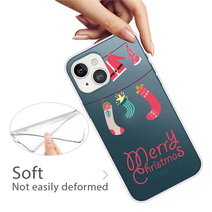 For iPhone 15 Slim Case Xmas Pattern Printing Soft TPU Phone Protector