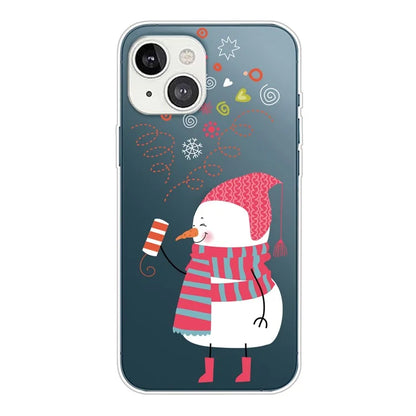 For iPhone 15 Slim Case Xmas Pattern Printing Soft TPU Phone Protector and Fireworks