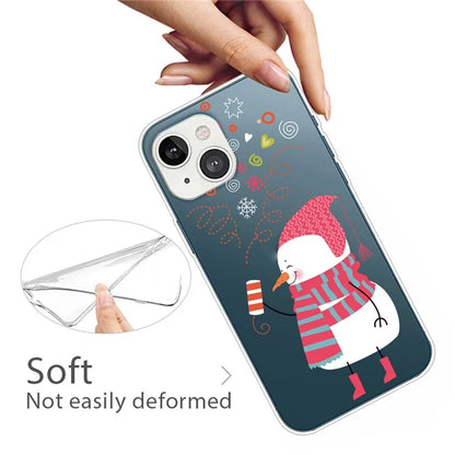 For iPhone 15 Slim Case Xmas Pattern Printing Soft TPU Phone Protector and Fireworks