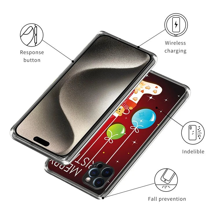 TPU Shell for iPhone 15 Pro Max Case Christmas Series Pattern Printing Phone Cover