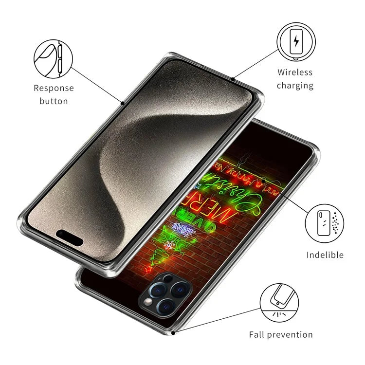 TPU Shell for iPhone 15 Pro Max Case Christmas Series Pattern Printing Phone Cover