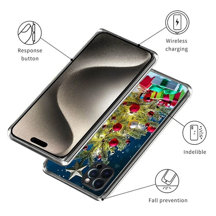 TPU Shell for iPhone 15 Pro Max Case Christmas Series Pattern Printing Phone Cover