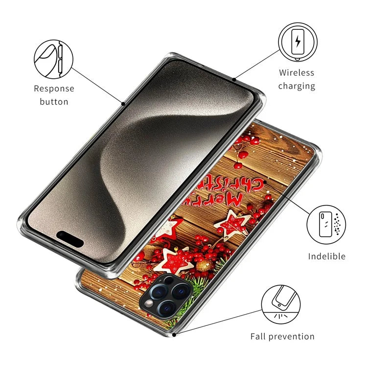 TPU Shell for iPhone 15 Pro Max Case Christmas Series Pattern Printing Phone Cover