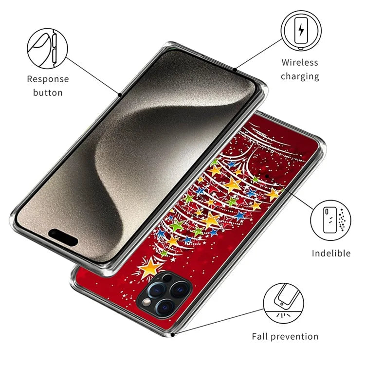 TPU Shell for iPhone 15 Pro Max Case Christmas Series Pattern Printing Phone Cover