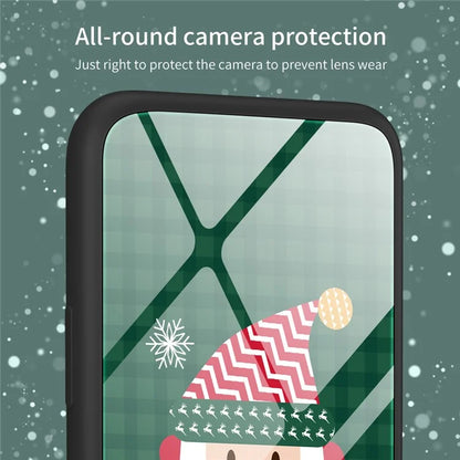 For iPhone 15 Plus Case TPU+Tempered Glass Anti-drop Christmas Pattern Printing Phone Cover