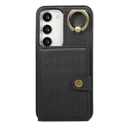 For Samsung Galaxy S23+ Kickstand Case Brushed PU+TPU Wallet Phone Cover